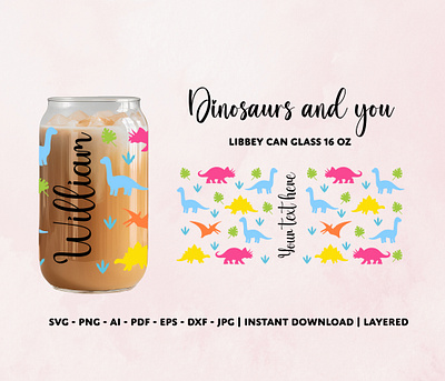 Get the Perfect Personalized Gift: Dinosaurs 16oz Can Glass Wrap 16 oz glass wrap beer can glass svg cute dinosaur svg dino cup wrap svg dinosaur can glass dinosaur cup kids dinosaur wrap svg glass can svg glass can wrap svg glass coffee cup graphic design libbey full wrap