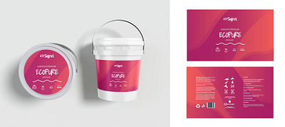 Paint bucket label design for Eco Pure Signit branding label design packaging paint bucket