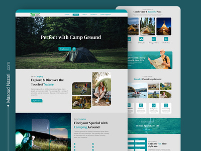 Green Camp Landing page camping figma graphic designer landing page masoud nazari ui uiux designer use experience user interface ux web design website