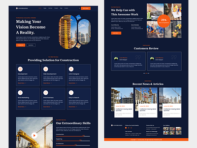 CONSTRUCTION - Construction Website Landing Page 2 animation branding build construction design figma graphic design house illustration logo motion graphics new rent services template ui ux vector website website landing page