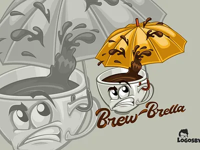 Brew-Brella brewbrella cartoon cartoon character cartoon logo cartoon mascot coffee cup design illustration logo logo creation logo maker mascot mascot logo vector art vector logo