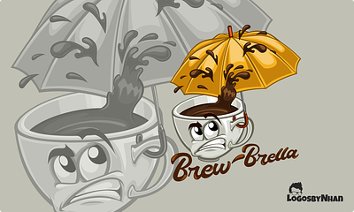 Brew-Brella brewbrella cartoon cartoon character cartoon logo cartoon mascot coffee cup design illustration logo logo creation logo maker mascot mascot logo vector art vector logo
