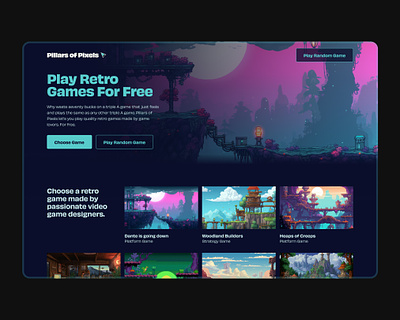 A Pixel Perfect Vibrant Hub for Retro Gaming Enthusiasts design gaming graphic design landing page nostalgia pixelart pixels ui ux uxdesign web design webdesign website website design