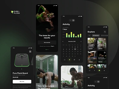 Pure Plank - Revolutionising your fitness journey app dark design fireart fitness ios ui ux