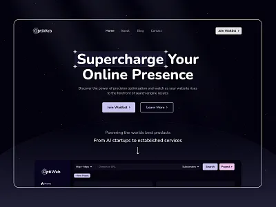 SEO Landing Page : Dark Theme dark theme galaxy hero section landing page seo space ui design uiux ux design web design