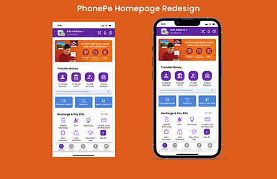 PhonePe Homepage Redesign adobe xd application design designer figma homepage mobile app redesign ui ui design uiux ux ux design