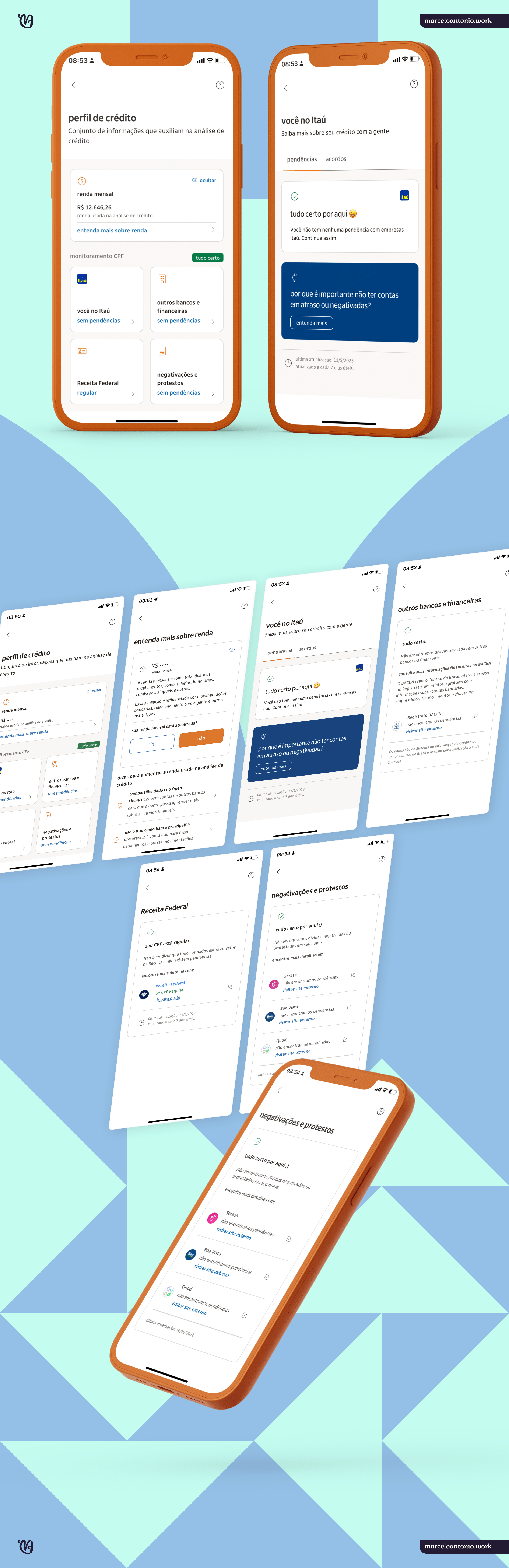 Perfil de Crédito banking credit financial itau ui ux