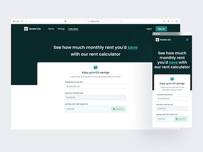 Rent Calculator page - Design Exploration product design responsive design ui design ux design visual design
