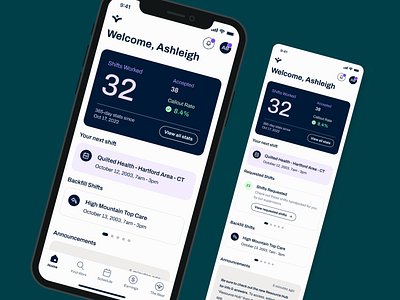 connectRN Home Screen Refresh cards design systems health care home screen mobile native app stats