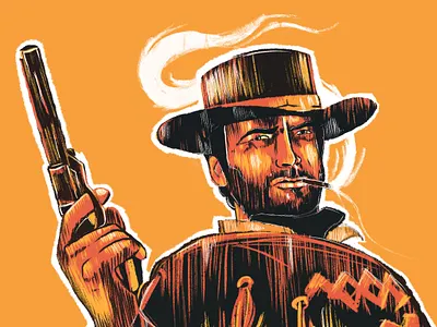 MAN WITH NO NAME. art branding character design clinteastwood conceptart design digitaldesign for a few dollars more graphic design hollywood illustration illustrator procreate procreateart spaghettiwestern ui vector warmcolors western