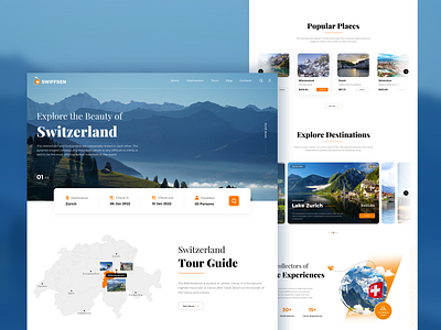 Swiffsen - Travel Website adventure booking booking website clean graphic design landing page minimal travel travel guide travel service travel website ui ux ux design web design website