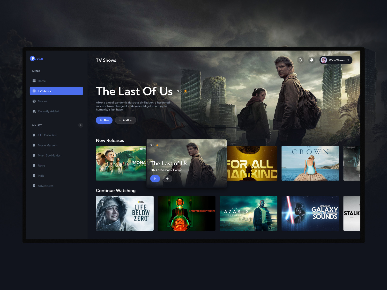 #025 (TV App) app concept daily ui dailyui design desktop movie streaming service tv tv show ui user interface