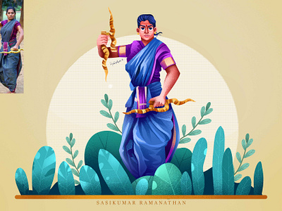 Silambam character design digital art illustration mankombu silambam silambattam tamil character design tamil culture tamil traditional tamil traditional culture tamil village tamil women