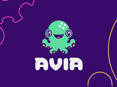 AVIA – Octopus mascot logo / type design animal app brand branding design game graphic design illustration logo mark octopus sea squid tech vector web