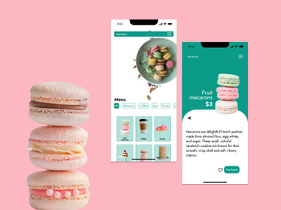 Macarons shop application / Details page animation application design figma figmawebsite mobileapplication ui ux website