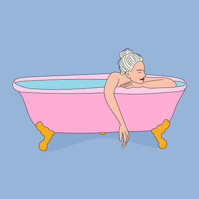 Cute girl relaxed in the tub app branding design graphic design illustration logo typography ui ux vector