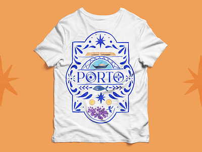 Porto - Souvenir T-Shirt 🐟💙🍇 art cute design draw grape graphic design illustration illustrator merchandising paint photoshop porto procreate sketch souvenir t shirt