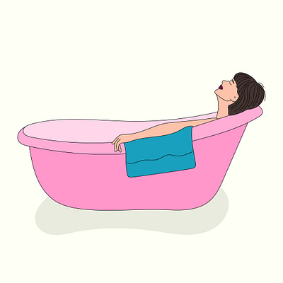 Relaxed girl in the bathtub app branding design graphic design illustration logo typography ui ux vector