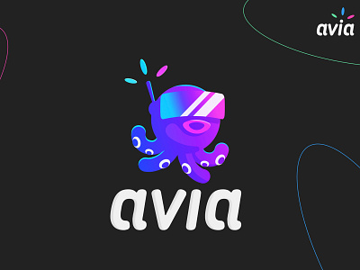 AVIA – Octopus mascot brand branding cybernetic design glasses goggles graphic design illustration logo mark octopus robot tech vector