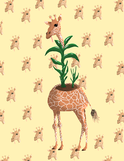 giraffe flower graphic design illustration жираф цветок