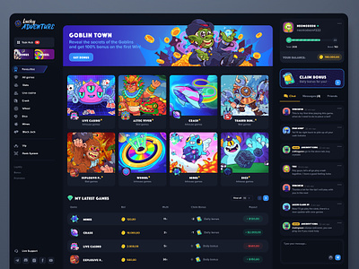 Lucky Adventure: Favourites Games betting casino crash dice favourite gambling game interface goblin igaming illustration online page poker slot game ui uiux web web design website design