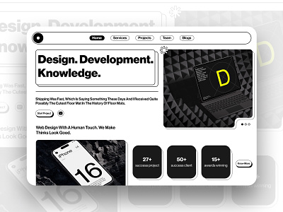 ZERO (Design Agency Landing Page) black and white branding clean creative agency design agency design studio herosection homepage it company minimal typography ui ux web design website