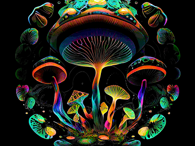 Magical Mushrooms ai art australia brisbane canada colorful content creator digital graphic design illustration magical midjourney mushrooms ontario ottawa portfolio queensland