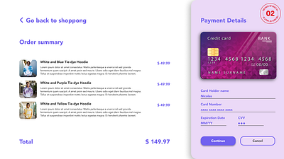 Credit Card Checkout - Day 02 #DailyUI challenge dailyui ui