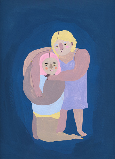 My girl empowering friendship gouache illustration painting