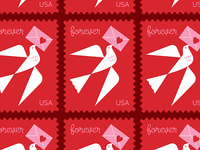 Love Stamp 2024 dove illustration love mail stamp usps valentine valentines day vector