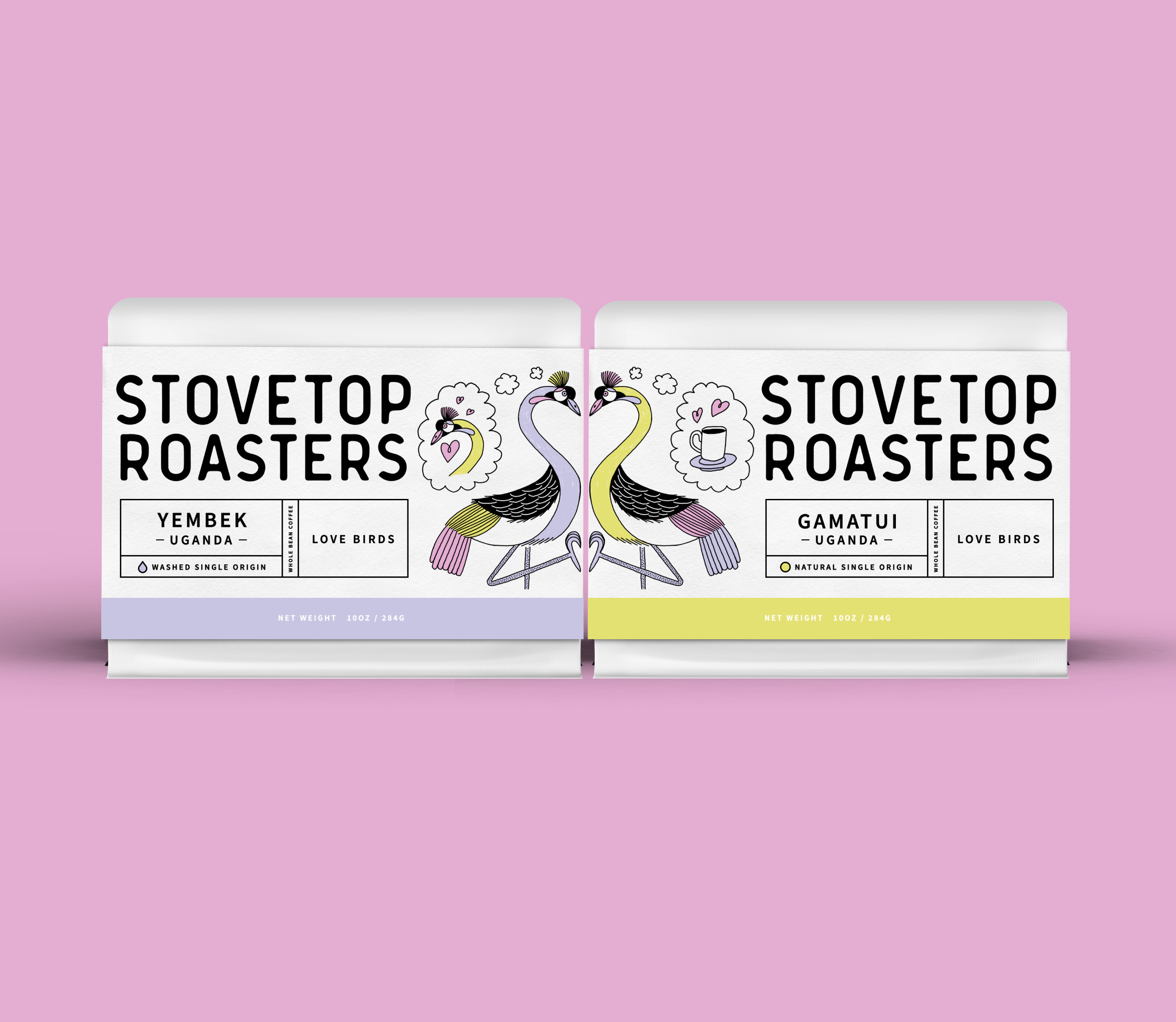 Love Birds bag bird cafe character coffee crane design illustration love mascot product roastery spot stovetop