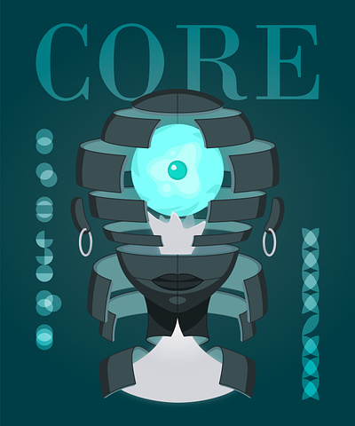 Energy core core energy geometric shapes graphic design machine poster robot