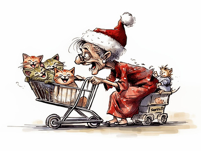 Black Friday Caricature 2024 caricature abrang black friday black friday santa claus caricature cartoon cartoon character cats and woman christmas comic design design character drawing happy new year illustration new old woman santa santa claus ui