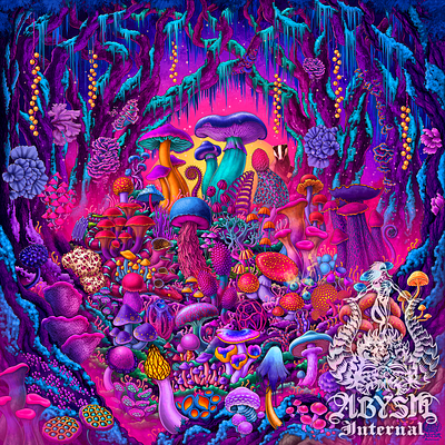 Vapor Mushrooms colorful fantasy forest illustration magic mushrooms package design poster psy psychedelic trippy vaporwave