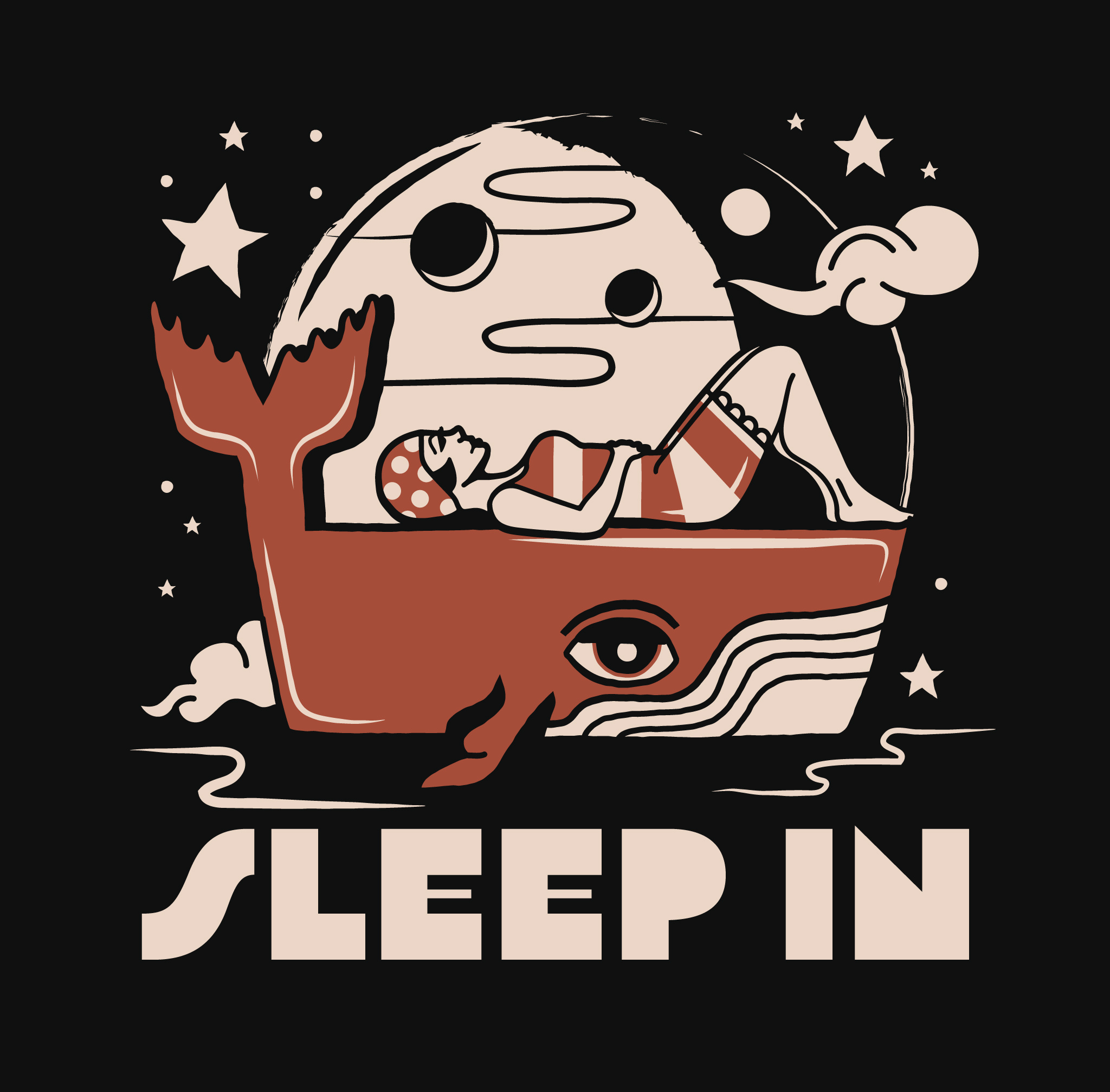 Sleep In apparel band bandtee design divinggirl graphic illustration moon space vector vectorized whale