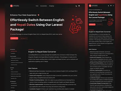 Laravel Nepali Date Converter | Landing Page documentation ui landing page ui web ui
