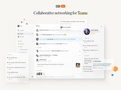 Clay 2.0 — Collaborative networking for teams 2.0 clay collaboration contacts crm design ios iphone macos networking prm product hunt sketch teams ui design web website