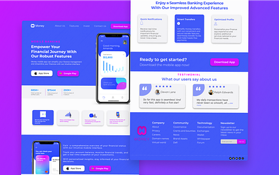 Money Landing Page UI Design figma finance financial tracking fintech landing page design mobile app uidesign uxdesign