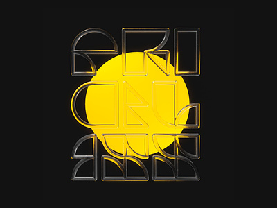 3D geometric typography poster 3d epic figura geometric glass krisdoda transparent type typeface yellow