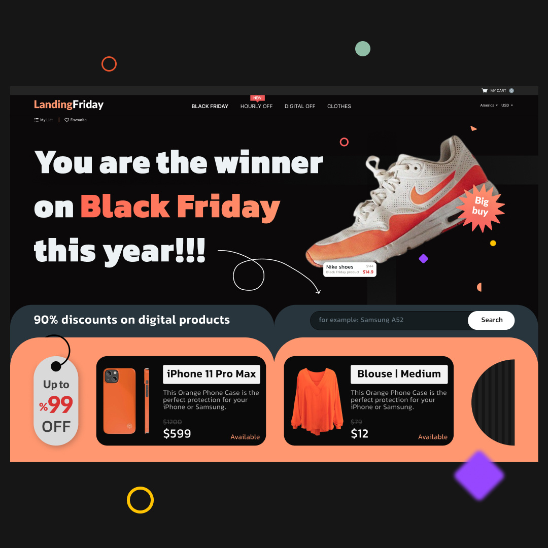 Black Friday UI - Landing black friday design figma landing landing page shop shop site site store store ui uiux user inteface web design