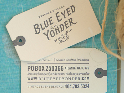 Letterpress Blue Eyed Yonder Business Cards antique brand design business card hang tag letterpress retro southern design stacked type tag vintage