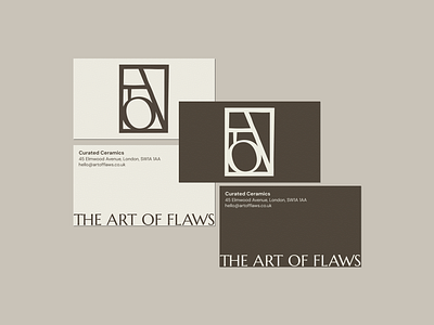 Business Card Concept For The Art Of Flaws brand design brand direction brand identity branding business card ceramic brand ceramic branding design graphic design luxury branding minimalist pottery store print assets stationary
