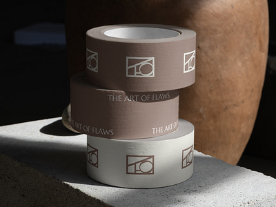 Packaging Design For The Art Of Flaws brand design brand direction brand identity branding ceramic brand ceramic branding design graphic design luxury branding minimalist modern design packaging packaging design packaging tape pottery tape design wabisabi