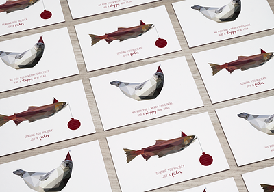 Sending you holiday joy & fishes cards christmas christmas cards fish geometric holiday pun punny seal