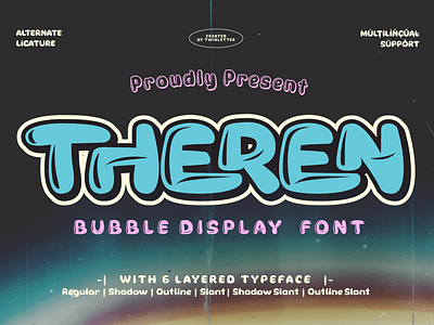 Theren - Bubble Display Font branding bubble bubblegum cartoon comic display font games handmadefont handtype letters poster typedesign typeface typography