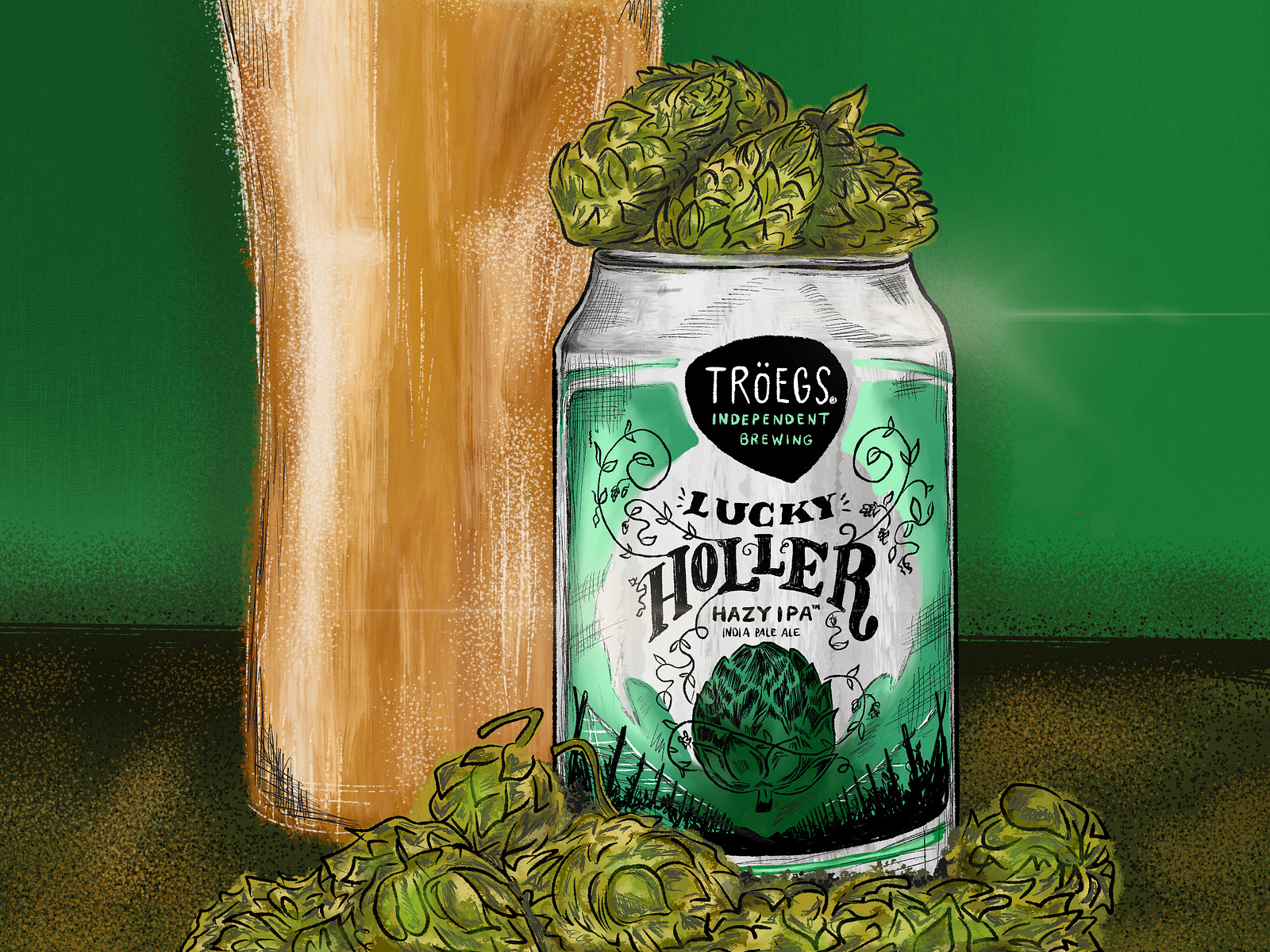 Troegs Hazy IPA Beer Illustration by Jen Borror Hoot Design Studio on