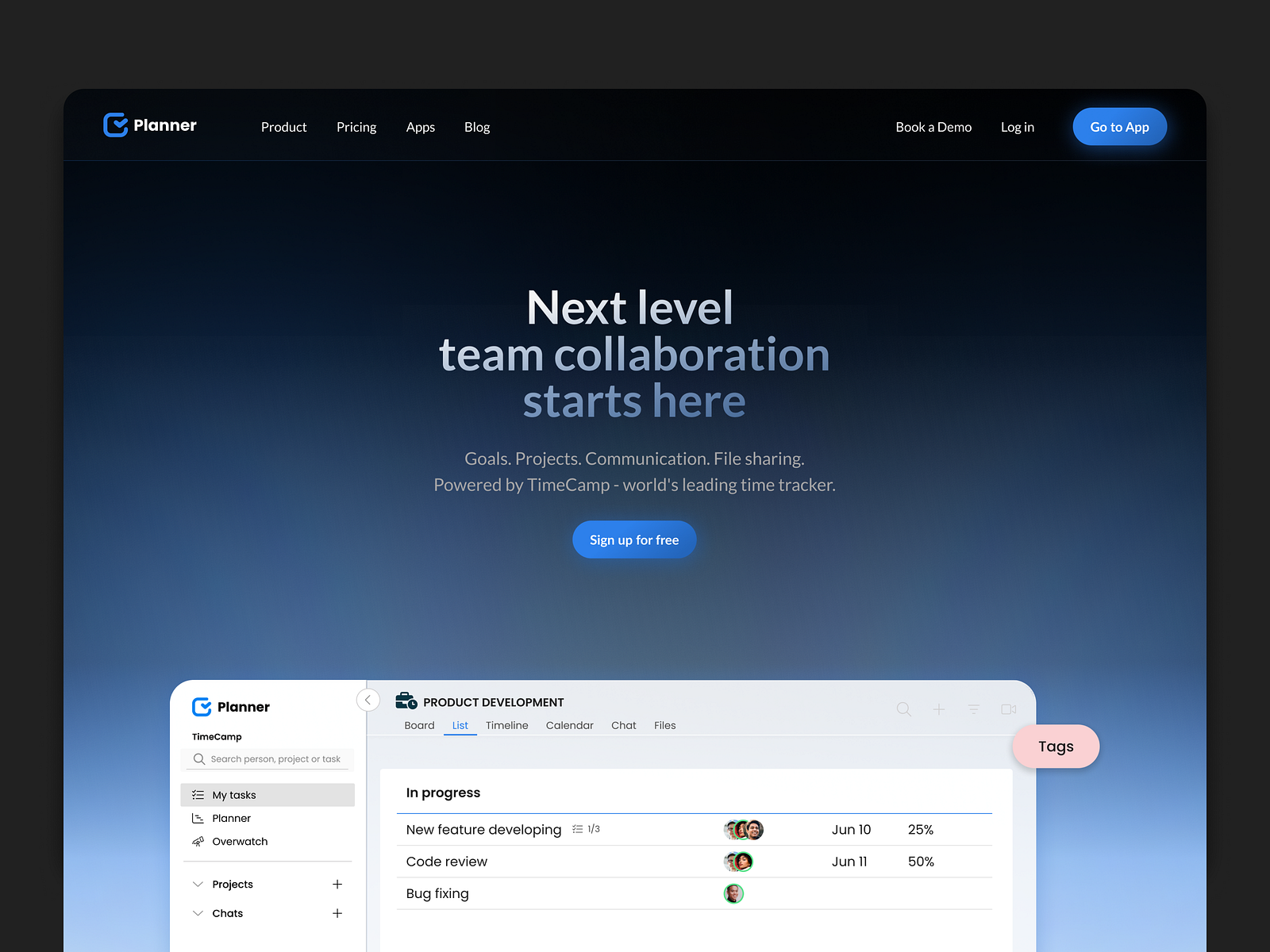 Planner app - UX/UI homepage by Khristin Slyvka on Dribbble