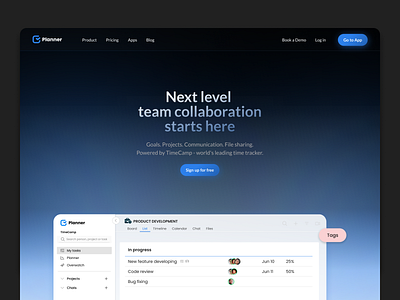 Planner app - UX/UI homepage animation app homepage interaction interaction design landing page transition ui