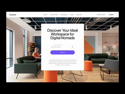 Workspace Rental Website Animation animation card clean coworking space landing page rent hub space rent ui we work web web design web designer webflow website website design workspace workspace rental hub