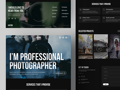 Photographer Portfolio Website - Castro agency website design landing page minimalist personal branding personal website photo service photographer photography portfolio landing page portfolio website service studio landing page studio website ui ux video service videography web design website